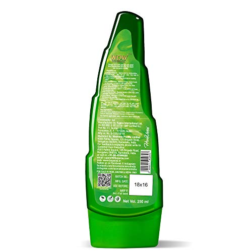 WOW Skin Science 99% Pure Aloe Vera Gel - Ultimate for Skin and Hair - No Parabens, Silicones, Mineral Oil, Color, Synthetic Fragrance (250mL)