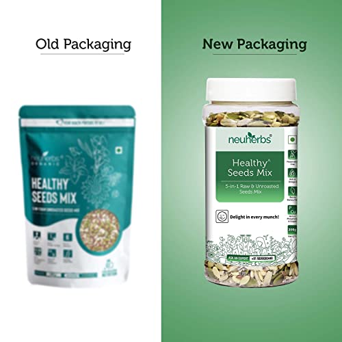 Neuherbs 5 in 1 Healthy seeds mix for weight management, Pumpkin, Sunflower, Watermelon, Flax & Chia Seeds | Improved digestion, Muscle building, healthy heart with Omega-3 & protein support- 200 g Trail mix seeds