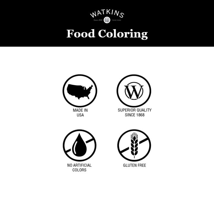 Watkins Assorted Food Coloring, 1 Each Red, Yellow, Green, Blue, Total Four .3 oz bottles