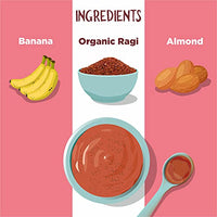 EverMaa Organic Ragi Banana Almond Cereal |Food for 6 months and above | Rich in Iron, Calcium, Fibre and Vitamin E | 200gm