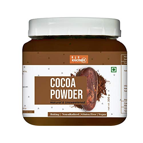 Kitchiez Natural Cocoa Powder, 200g [ Ghana Cacao Beans, Unsweetened, Non-alkalised, Pure Cocoa]