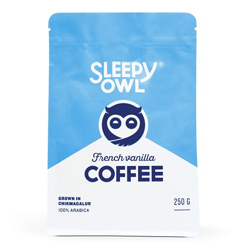 Sleepy Owl French Vanilla Ground Coffee | Fine Grind Coffee | 100% Arabica | Moka Pot | Freshly Roasted & Ground | 250g