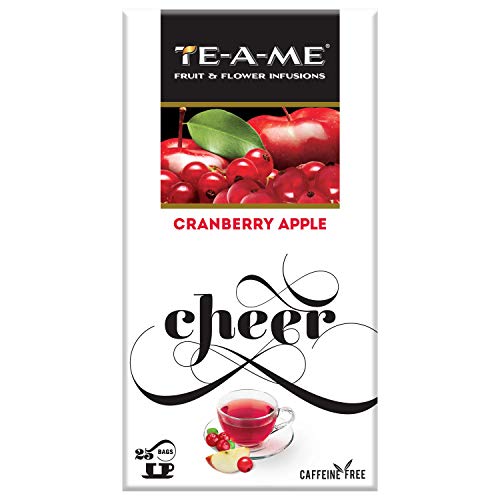 TE-A-ME Cranberry Apple Infusion Tea, 25 Tea Bags | 100% Caffeine Free | Flavored Infusion Tea