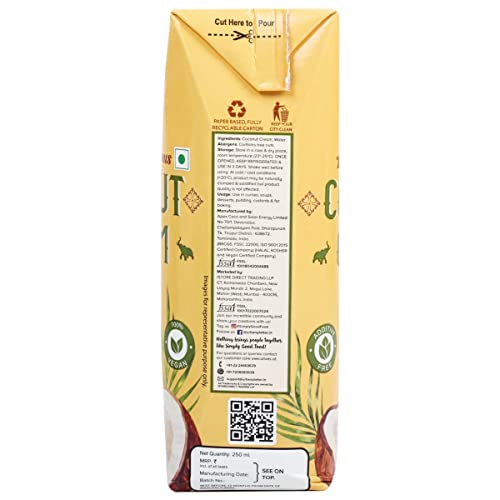 Urban Platter Unsweetened Coconut Cream, 250ml [23% Fat Content]