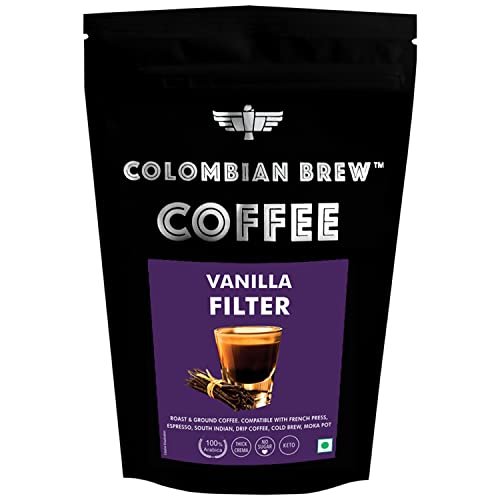 Colombian Brew Vanilla Filter Coffee Powder, Arabica Roast & Ground (Make Espresso, French Press, Cold Brew, Hot Brew), 250g