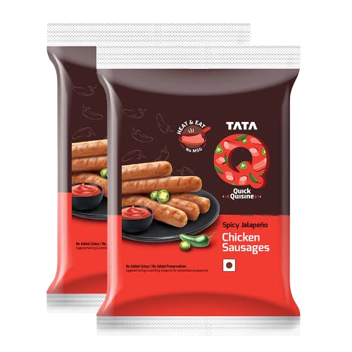 TATA Q Heat & Eat | Spicy Jalapeno Chicken Sausages, 2 x 180 g