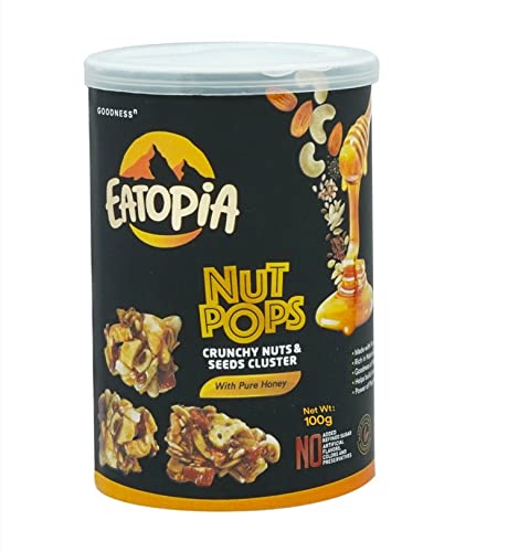 Eatopia Nut Pops Crunchy Nuts & Seeds Cluster - Pure Honey 100% Natural & Healthy Snacks - 100gms
