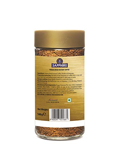 Sapphire Gold Freeze Dried Instant Coffee from Poland (Arabica & Robusta) 100g & Impact Sugar free Mints 14g from Germany (Choose your Flavour)