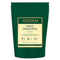 VAHDAM, Peach Green Appled Iced Tea | 20-25 Servings | 100% Natural Ingredients | Delicious Flavor of Black Tea, Tropical Fruits and Exotic Spices | 100gm