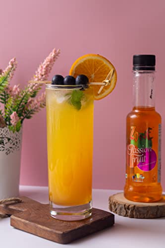 Zone Passion Flavoured Bar Syrup, 240ml Bottle | Suitable for Cocktails, Mocktail, Drinks, Juices, Beverages and More | Non Alchoholic Mix | 12 Flavours Available
