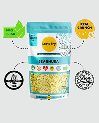 Let's  Try Sev Bhujia -| Made with Pure Groundnut Oil | Snack without Palm Oil | No additives & Preservatives | 100% Natural Indian Authentic Taste | 250gm