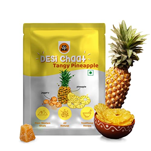 GO DESi - DESi Chaat - Tangy Pineapple | Pack of 6 x 25g | Fruit Snacks | Dehydrated Fruit | Dehydrated Pineapple | 150 g