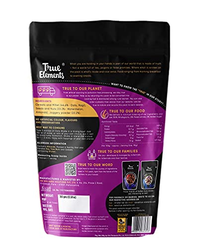 True Elements Oats Shake 360g - Made with Rolled Oats, 16% Millets | Vegan | Instant Healthy Shake