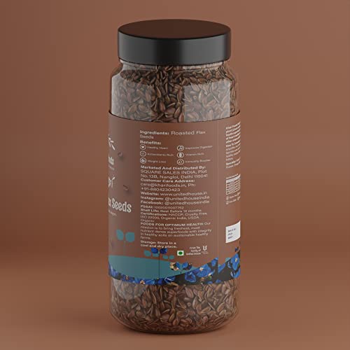 Khari Foods Dry Roasted Flax Seeds, No Oil, Crunchy, Helps Weight Loss, Fiber Rich, Plant Superfood (900)