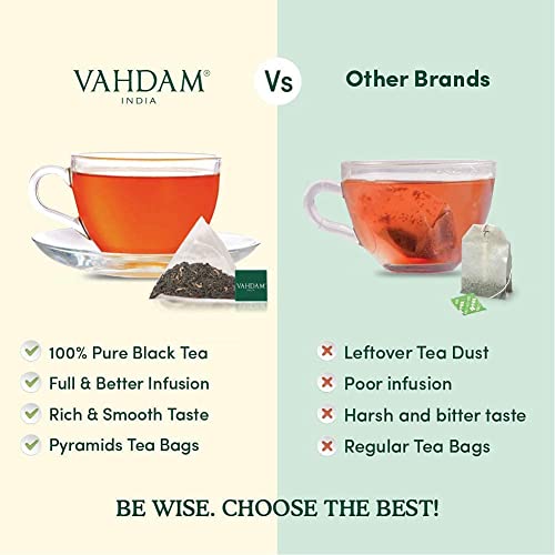 VAHDAM, Organic Earl Grey Citrus Tea (15 Pyramid Tea Bags) 100% Natural Long Leaf Earl Grey Tea Bags | Aromatic & Delicious, Black Tea Bags Blended with Natural Bergamot | Brew as Hot/Iced Tea Bags