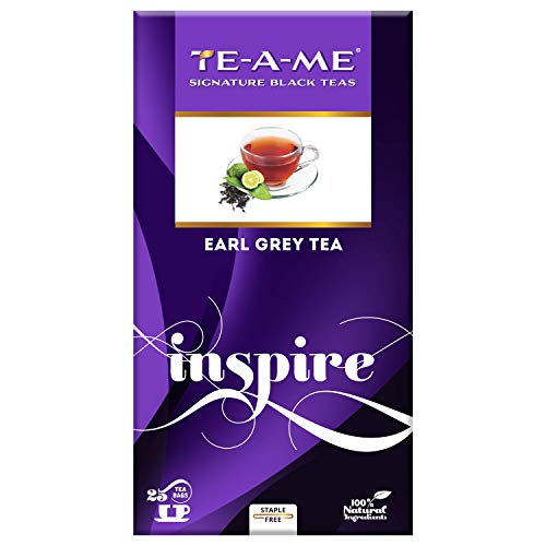 TE-A-ME Inspire Black Citrus Earl Grey Tea, 25 Tea Bags | Natural Bergamot Flavor | Luxurious Tea Bags | Strong & Highly Flavourful