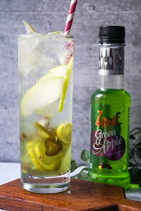 Zone Green Apple Flavoured Bar Syrup, 240ml Bottle | Suitable for Cocktails, Mocktail, Drinks, Juices, Beverages and More | Non Alchoholic Mix | 12 Flavours Available