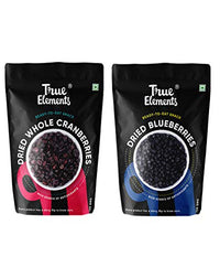 True Elements Dried Berries Combo 250g (Non-GMO Cranberries 125g & Dried Blueberries 125g) - Berries Mix | Healthy Snacks | Mixed Berries