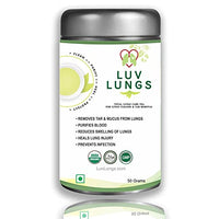 LuvLungs® Lungs Detox for Smokers Organic Green Tea with Mullein Leaf Extract. 50 Grams Pack. Natural and Handmade.
