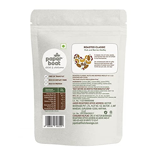 Paper Boat Classic Roasted Nuts, Seeds & Berries Medley, Trail Mix I Almonds I Cashews I Coconut I Mix Seeds Pouch (200 g)