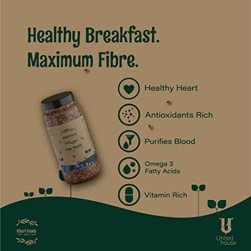 Khari Foods Organic Flax Seeds 900g, Fat Loss, Omega 3 & Anti-oxidants Rich, Gluten Free
