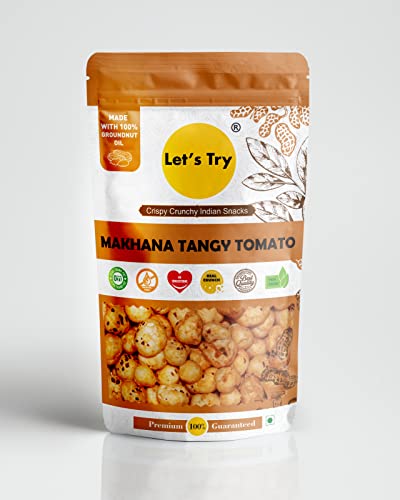 Let's  Try Tangy Tomato Makhana 90gm | No Additives & Preservatives | Air Roasted.