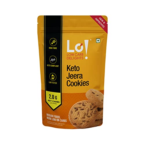 Lo! Low Carb Delights - Jeera Keto Cookies (200g) | All New Formulation | Stevia Sweetened | Authentic Flavor and Taste | Zero Added Sugar | 2g Net Carb | Keto Snacks for Keto Diet | Low Carb Diet Snacks