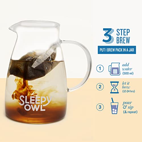 Sleepy Owl Coffee French Vanilla Cold Brew Packs | 3 Step Brew - No Equipment Required | Cold Brew Coffee | 100% Arabica Beans | Set of 3 Packs - Makes 9 Cups