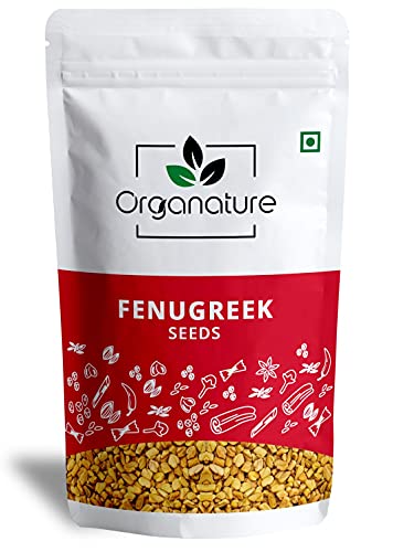 Organature Fresh / Natural Dried Fenugreek Seeds | Whole Methi Dana Seeds | Indian Spices & Masala - Pack of (400 Grams)