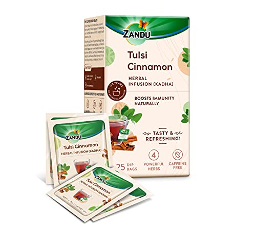 Zandu Tulsi Cinnamon Ayurvedic Infusion (Kadha), Natural Immunity Booster Herbal Tea, Full of Anti-oxidants - 25 Tea Bags