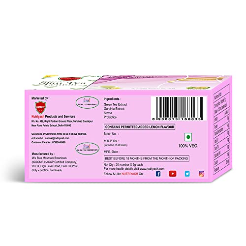 Nutrust Slim Tea Garcinia and Probiotics - Lemon, 20 Sachets (Pack of 3)