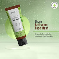 Sirona Anti Acne Face Wash for Men & Women – 125 ml with Neem, Green Tea, Tea Tree Oil & Aloe Vera | for Unclogs pores, Reduces sebum production & Calms inflammation