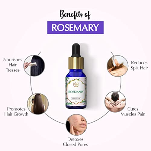 The Beauty Co. Rosemary Essential Oil - 15ml for Hair Growth and Acne Control | For Steam, Cough & Cold | 100% Pure, Natural & Undiluted
