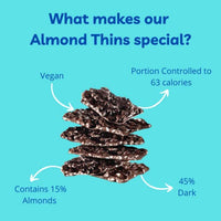 Mojo Bar Thins - 45% Dark Chocolate Almond With Sea Salt (Vegan, Portion Controlled), 100 GM