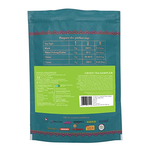 TGL Co. 100% Natural Immunity Boosting Green Tea Sampler Tea Gift, 10 Pyramid Tea Bags of 10 Different Exotic Flavors