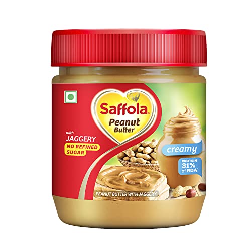 Saffola Peanut Butter with Jaggery | No Refined Sugar| Creamy| 24.3g Protein, 350g