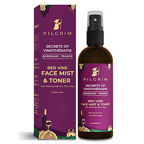 Pilgrim Alcohol Free Red Vine Face Toner, Face Mist Spray For Anti Ageing, Glowing Skin, Dry, Oily Skin, Men & Women,100ml