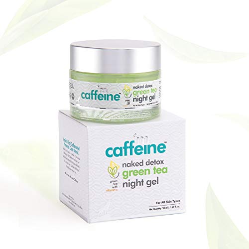 mCaffeine Green Tea Night Gel (50ml) with Vitamin C | Upto 72 Hrs Hydration and Reduces Fine Lines & Dark Spots| Night Cream with Calming Aroma for a Glowing Skin