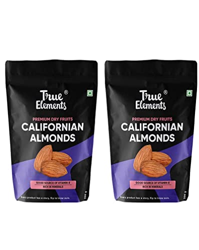True Elements Californian Almonds 400g (200g x 2) - 100% Natural and Clean Dried Almonds | Badam Dryfruits