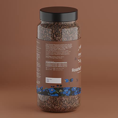 Khari Foods Dry Roasted Flax Seeds, No Oil, Crunchy, Helps Weight Loss, Fiber Rich, Plant Superfood (900)