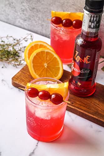 Zone Grenadine Flavoured Bar Syrup, 240ml Bottle | Suitable for Cocktails, Mocktail, Drinks, Juices, Beverages and More | Non Alchoholic Mix | 12 Flavours Available