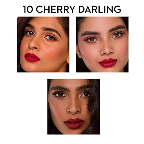 SUGAR Cosmetics - Matte As Hell - Crayon Lipstick -10 Cherry Darling (Cherry Red) - 3.5 gms - Bold and Silky Matte Finish Lipstick, Lightweight, Lasts Up to 12 hours