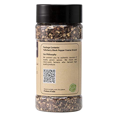 Seeds and Hands Tellicherry Black Pepper Powder Coarse Ground [100% Pure and Natural] Pack of 2 x 75g (150g)