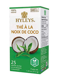 Hyleys Wellness Natural Coconut With Green Tea - 25 Tea Bags (Gmo Free, Gluten Free, Dairy Free, Sugar Free & 100% Natural)