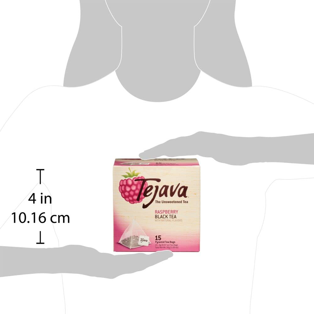 Tejava Biodegradable Black Tea Bags, Raspberry, 30 Pack, Unsweetened, Non-GMO, Kosher, No Sugar or Sweeteners, No calories, No Preservatives, Can Be Enjoyed Hot or Cold.
