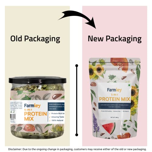 Farmley 5-in-1 Seed Mix Snack-Protein Rich, Mix Dry Fruit - Salted Pumpkin Seeds, Chia Seeds, Flax Seeds, Watermelon Seeds, Sunflower Seeds - 200G