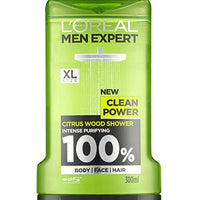 L'Oreal Paris Men's  Expert Clean Power Citrus Wood Shower Gel with Ayur Product in Combo, 300ml