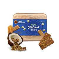 GO DESi - DESi Meetha Pista Coconut Barfi | 300 Grams | 25 Individually Wrapped Pieces | Dry Fruits Sweet | No Refined Sugar | Sweets Indian Mithai