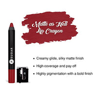 SUGAR Cosmetics - Matte As Hell - Crayon Lipstick -10 Cherry Darling (Cherry Red) - 3.5 gms - Bold and Silky Matte Finish Lipstick, Lightweight, Lasts Up to 12 hours