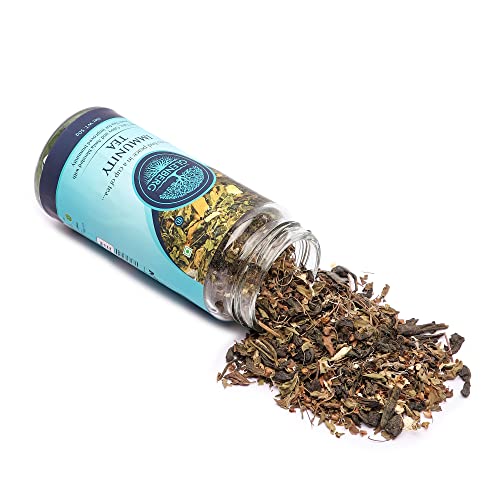 Glenberg Immunity Tea | Green Tea for Immunity with Tulsi, Giloy & Amla | Free Premium Wooden Spoon | 50 Gm, 25 Cups-75 Cups(If reused)